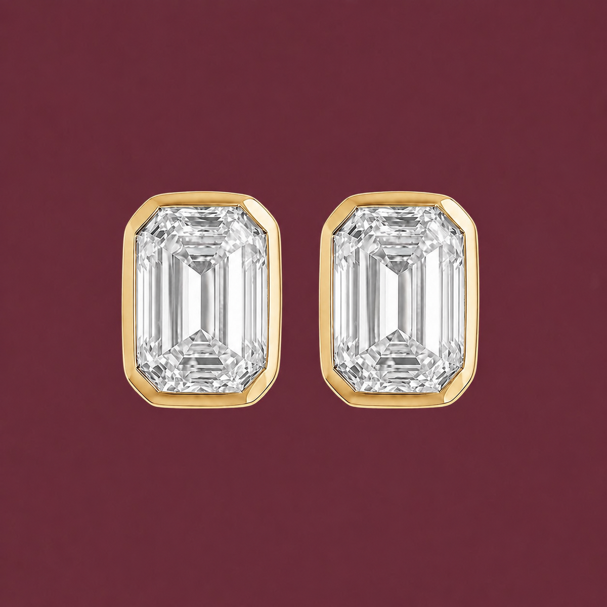 Emerald Bezel Studs